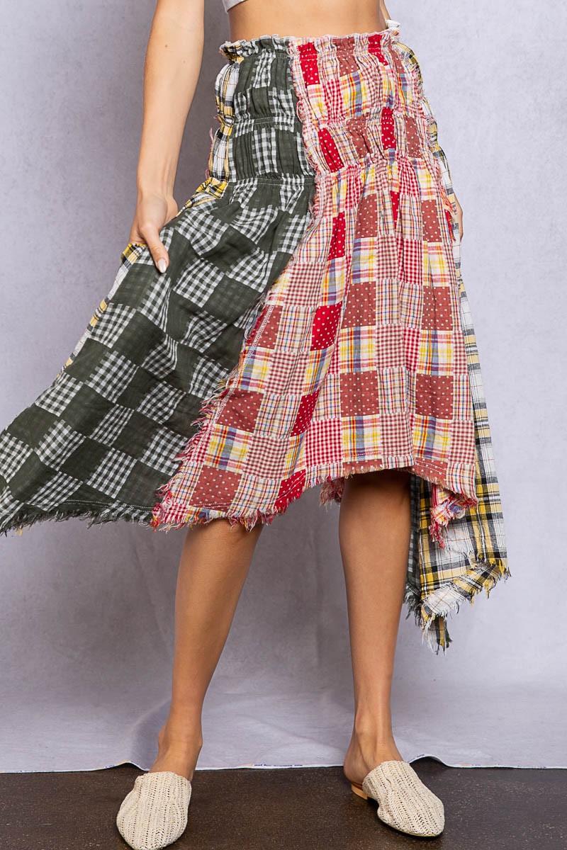 Plaid Strapless Midi Skirt Dress