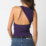 Plum Ribbed Asymmetrical Tank