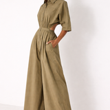 Olive Safari Wide Leg Jumpsuit
