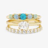 She's So Stacked Ring Gold|Blue Opal OmbréMelinda Maria