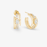 She's on Point Pavé Lasso Huggies Gold|White Diamondettes- Melinda Maria