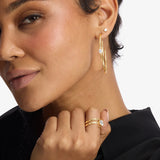 She's on Point Lasso Hoops 2" Gold|White Diamondettes Melinda Maria