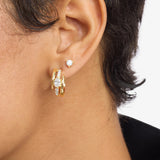She's on Point Pavé Lasso Huggies Gold|White Diamondettes- Melinda Maria