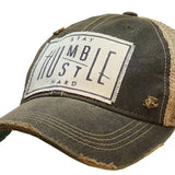 Stay Humble Hustle Hard" Distressed Trucker Cap