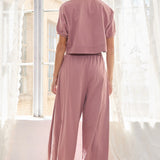 Taste Solid Wide Leg Pant Set