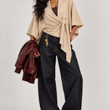 Ivory Suede Raw-Hem Shawl