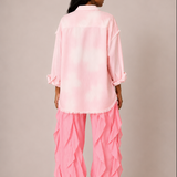Teresa's Frayed Stripe Button Down-Pink