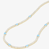 The Maven Tennis Necklace 3mm Gold|Blue Opal- Melinda Maria