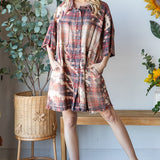 Brick Plaid Shirt Dress