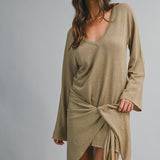 Wheat Knit Tie Dress