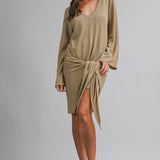 Wheat Knit Tie Dress
