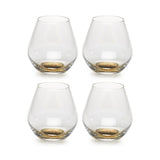Zodax Golden Base Stemless Wine Glass Set of 4