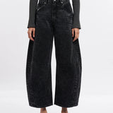 Katia Tailored Barrel Leg Denim Jeans -Black