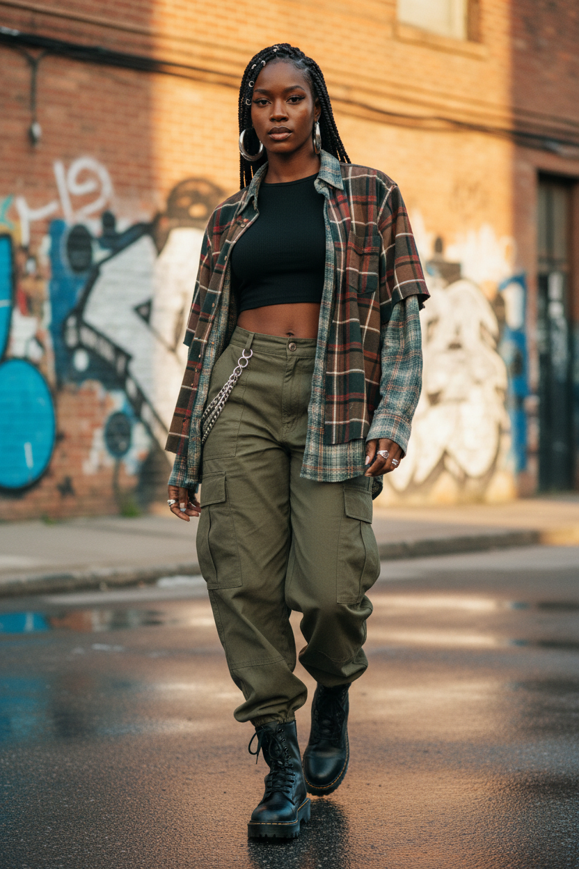 Black woman styling Mix-N-Match vintage shirt with street style