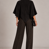 Black Suede Raw-Hem Shawl