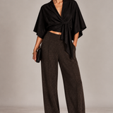 Black Suede Raw-Hem Shawl