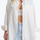 Teresa's Ragged Long Sleeve Loose Shirt-Yellow