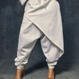 The After Hours Cropped Hoodie & Layered Pant Set -Heather Grey