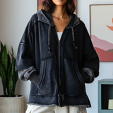 Grey Patchwork Zip Hoodie
