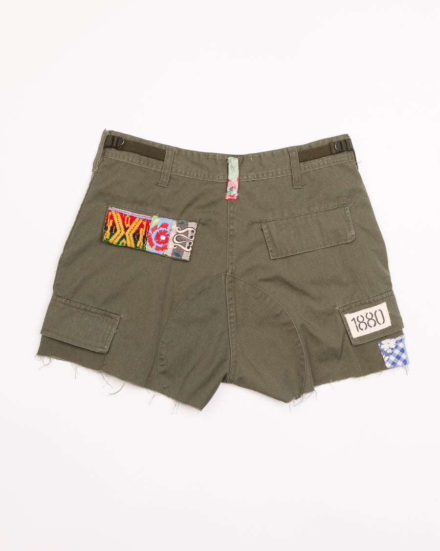 Olive Totally Patched Up Shorts