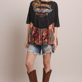 Rock & Roll Ruffled Poncho Top - Front View