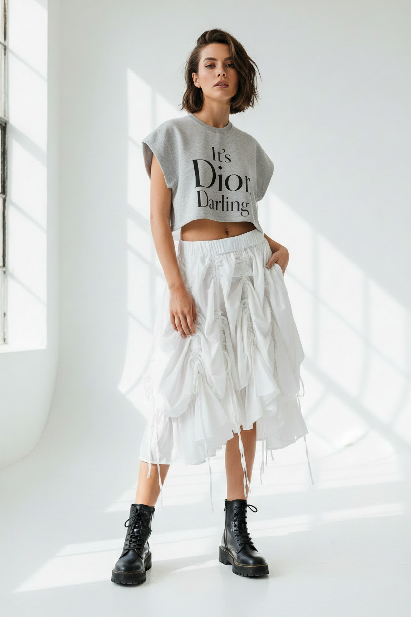 It's Dior Darling Sweatshirt styled with Cloud Drift Skirt