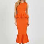 Orange Peplum Dress on Model
