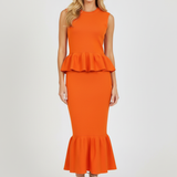 Orange Peplum Dress on Model