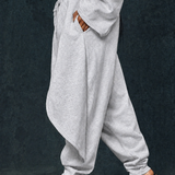 The After Hours Cropped Hoodie & Layered Pant Set -Heather Grey
