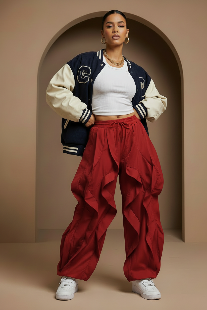 Red Wavy Pants — True Red