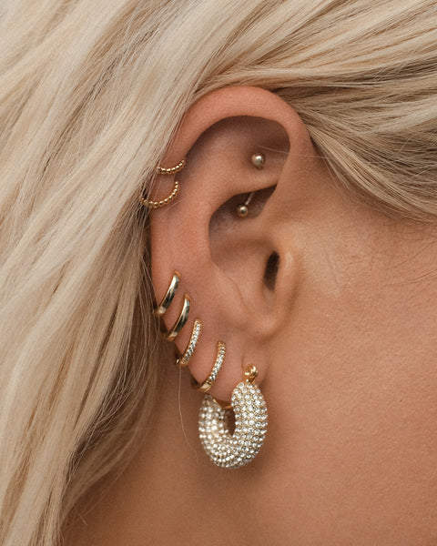 Pave Mini Donut Hoops- Gold