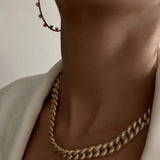 Pave Cuban Link Necklace- Gold